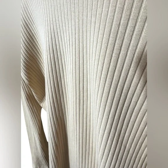 Monki Open Back Top Ribbed Beige Cream Long Sleeve Size Medium - Picture 8 of 9